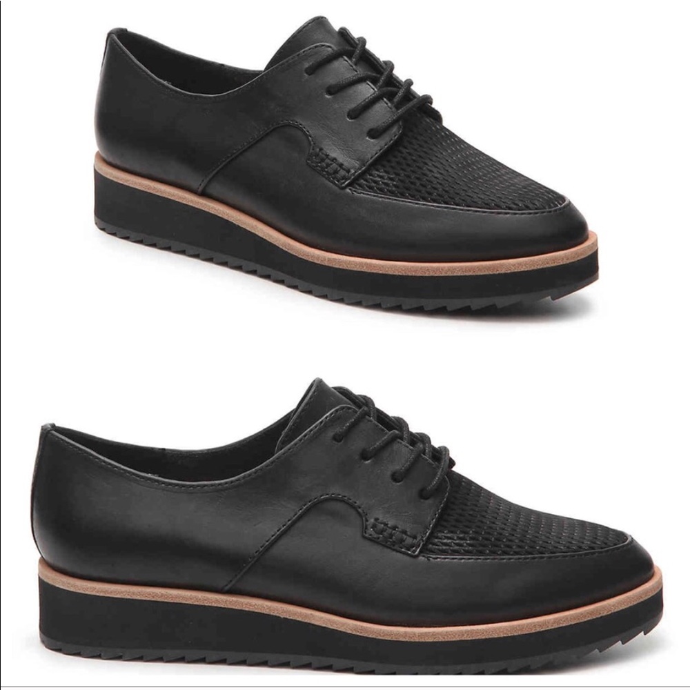 Aldo Black Lace-Up Platform Loafers with Tan Trim